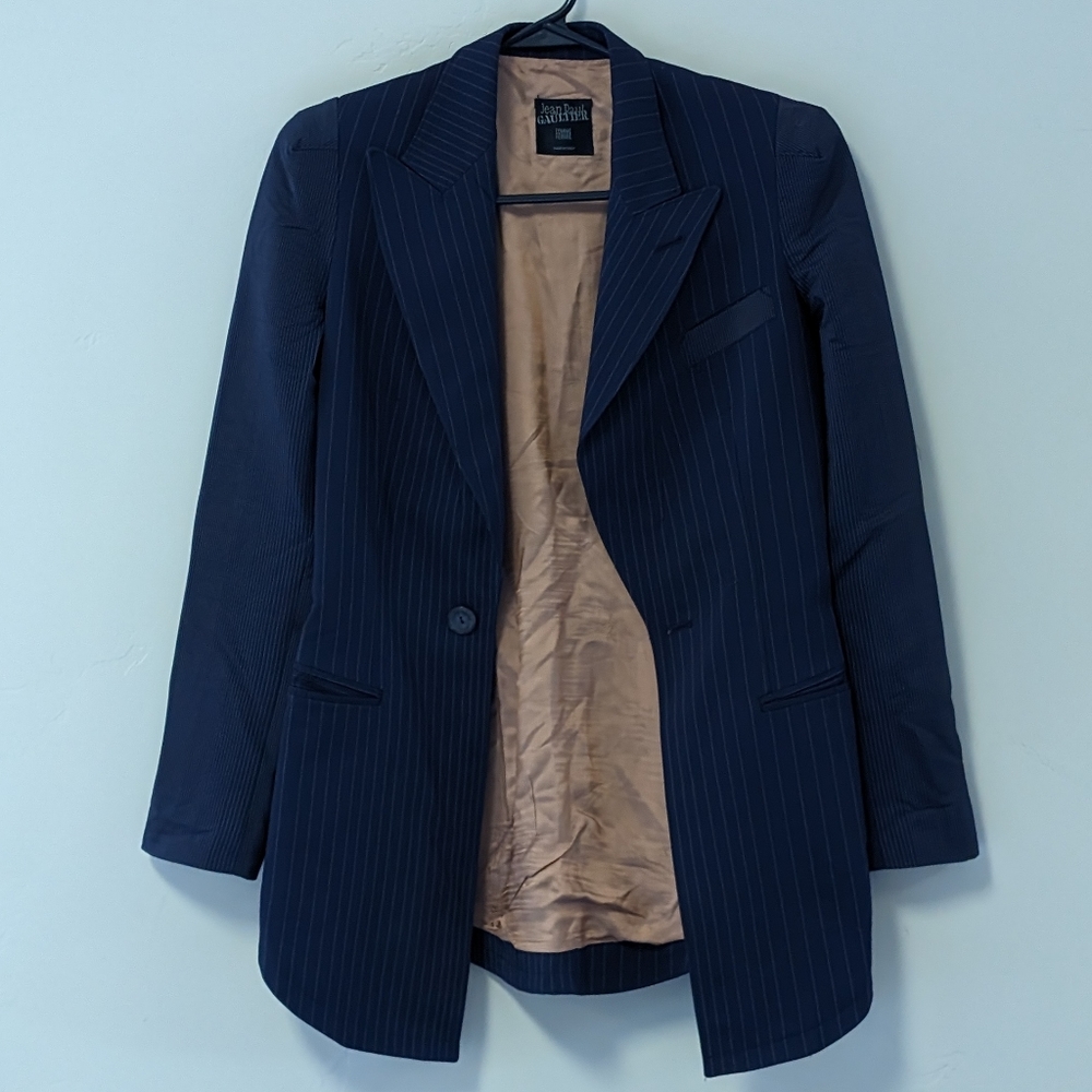 Jean Paul Gaultier structured pinstriped blazer